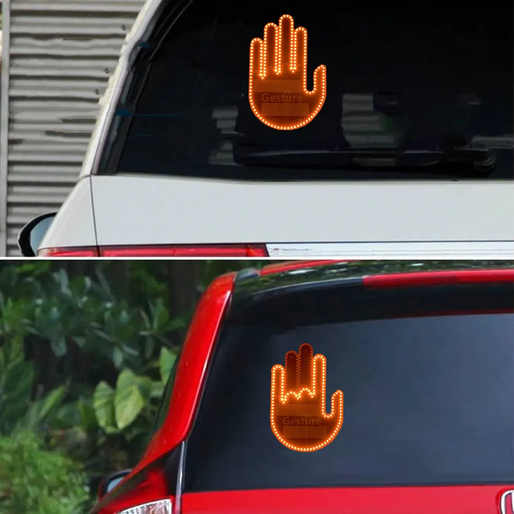 Funny Gift Gesture LED Car Middle Finger Back Window Car Sign LED Hand Novelty Car Interior Decoration Suspension In The Car